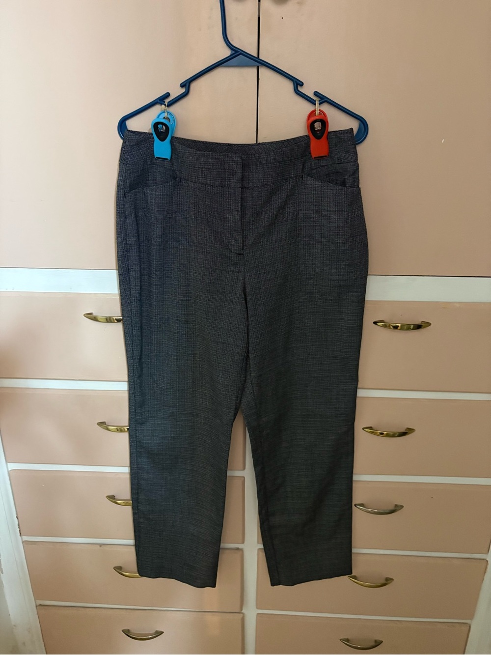 Worthington Charcoal Plaid Straight Leg Pants